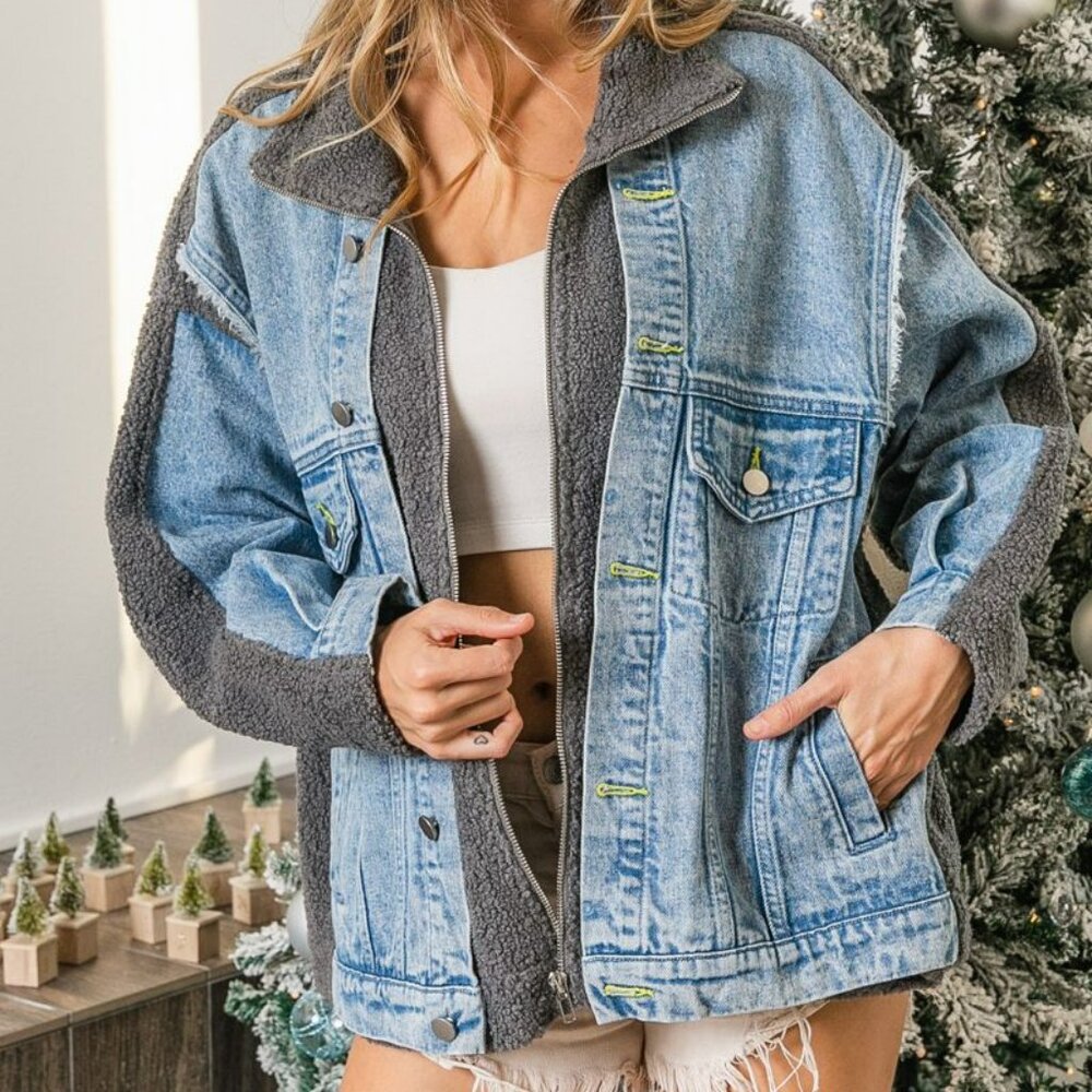 Vintage was denim Fleece Jean Jacket